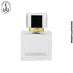 Porta Perfume Quadrado 50ml - Tampa Preta