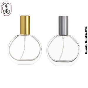 Porta Perfume Achatado 30ml - Tampa Dourada ou Prata
