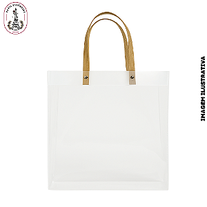 Sacola Transparente Fosca com Alça de Fibra - 26x20x10cm (Unidade)