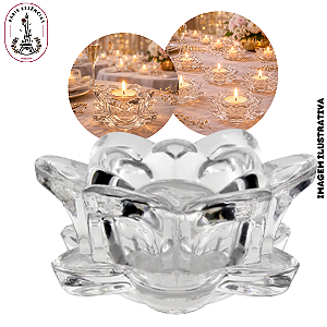 Castiçal de Vidro Flor de Lotus - (UN)
