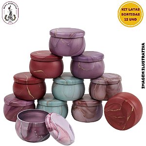 Kit 12 Latas Metal Estampadas - 150ml