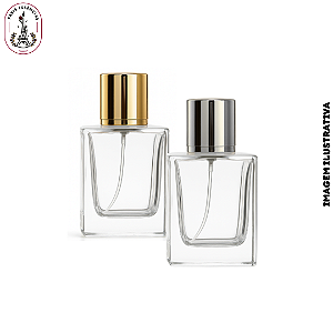 Porta Perfume 30ml Quadrado Tampa Dourada ou Prata - (Unidade)