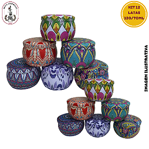 Kit Latas para Vela Mandala 12 Unidades – 130ml e 70ml (Sortidas)