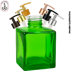 Vidro 250ml Cubo 250ml Verde c/ Válvula Saboneteira - (UN)