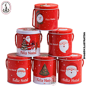 Pote de Metal 800ml Color - Linha Natalina Decorativa (UN)