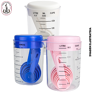 Kit Copo Graduado c/6 Colheres Medidora - Color
