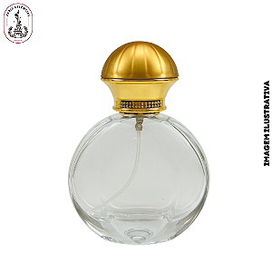 Porta Perfume Redondo c/Tampa Dourada  - 50ml (UN)
