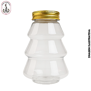 Pote Plástico Formato Pinheiro com Tampa Dourada - 200ml