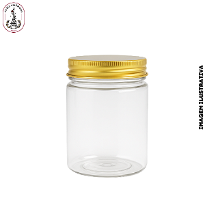 Pote Plástico 200ml - Com Tampa Alumínio Dourado