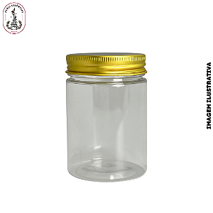 Pote Plástico 150ml - Com Tampa Alumínio Dourado