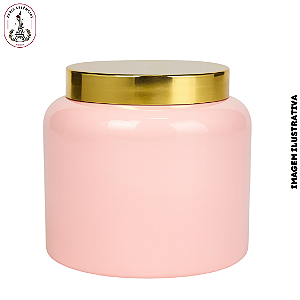 Pote Plástico Rosa c/Tampa Dourada - 1 Litro