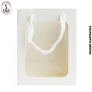 Sacola Branca de Papel M C/Visor - 18x25cm Unidade