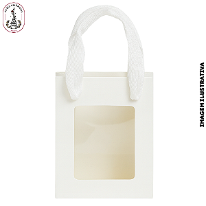 Sacola Branca de Papel P C/Visor - 15x20cm Unidade