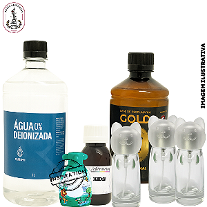 Kit Perfume Infantil Menina/Menino – Cheirinho Suave | Com 8 Frascos Gatinho + Bases + Essência Vollmens
