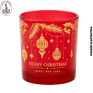 Copo p/Vela Natalino Vermelho/Ouro - 400ml (UN)