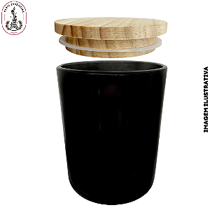 Copo para Vela Preto C/Tampa em Madeira - 200ml (UN)
