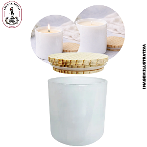 Copo para Vela Branca C/Tampa em Madeira - 200ml (UN)