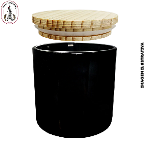 Copo para Vela Preto C/Tampa em Madeira - 200ml (UN)