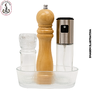 Kit Gourmet Completo – Moedores + Borrifador p/ Azeite + Petisqueira