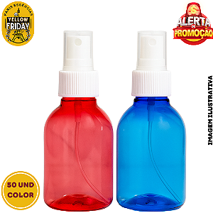 Kit 50 Frascos 100ml Spray Colorido (Vermelho/Azul) | Promoção Yellow Friday