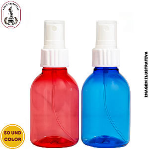 Kit 50 Frascos 100ml Spray Colorido (Vermelho/Azul)
