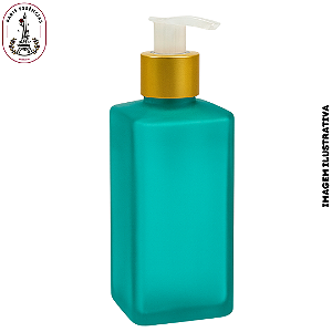 Vidro Square Azul Tiffany com Válvula Saboneteira Semi Luxo Ouro Fosca