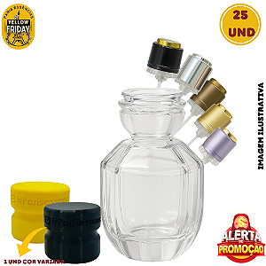 Kit 25 Vidro Recrave 100ml + Válvula Cores + sobretampa Flor Cristal + Dispositivo