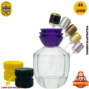 Kit 25 Vidro Recrave 100ml + Válvula Cores + sobretampa Flor Roxa + Dispositivo
