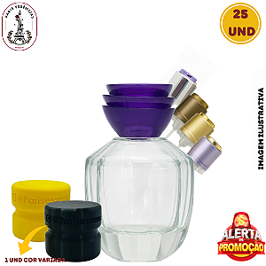 Kit 25 Vidro Recrave 100ml + Válvula Cores + sobretampa Flor Roxa + Dispositivo