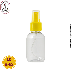 Kit 10 Frascos Pet 100ml c/Válvula Spray Amarela