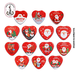 LATA NATALINA CORAÇÃO 100ML C/VELA AROMÁTICA DIVERSAS