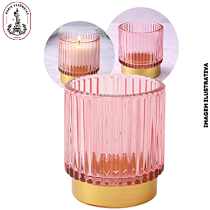 Porta Vela de Vidro Rosa - 150ml (UN)