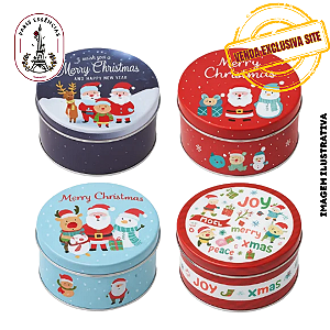 Lata Natalina Metal Redonda 10x6 Baixa Cores - 350ml (UN)