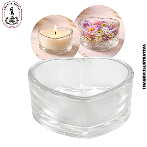 Castiçal de Vidro Formato Coração - 100ml (UN)