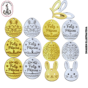 Tag Acrílico Páscoa Sortidas - Pacote 10 UND