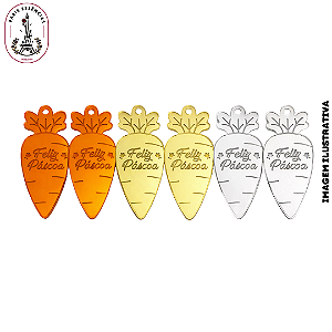 Tag Acrílico Páscoa Cenoura - Pacote 10 UND