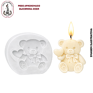 Molde De Silicone Pastilha Urso c/ Laço e Coração - 1 Cavidade