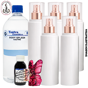 Kit Premium Body Splash Wings of Freedom – Frasco Pet Branco com Sobretampa Cristal