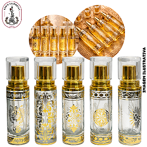 Porta Perfume Cilindro Árabe 30ml c/Detalhes Dourado Color - (UN)