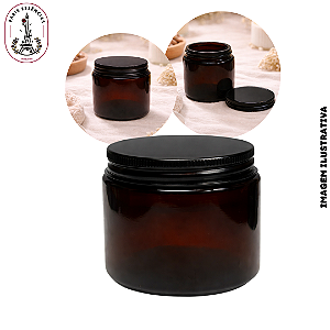 Pote de Vidro Âmbar 100g c/Tampa Alumínio Preta - (UN)