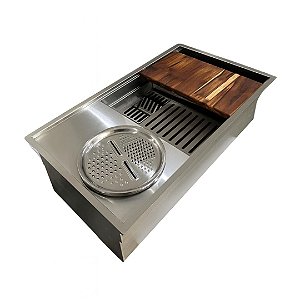 Cuba Workstation Tri Plus Inox 84x48x25 com Acessórios e Tábua