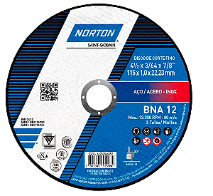 DISCO CORTE 115X1,0X22,23 NOVO BNA12 NORTON