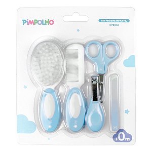 Kit Higiene de Bebê 5 Peças Pimpolho Cor:Azul