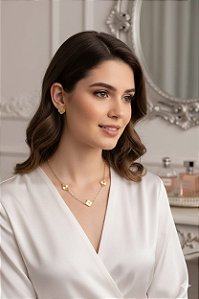 Conjunto trevo texturizado (BANHADO A OURO)