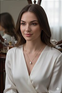 Colar com pingente gota de pérola (BANHADO A OURO)