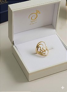 Anel três coração cromático (BANHADO A OURO 18K)