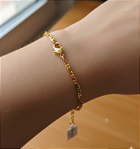 Pulseira infantil masculina chata fina(BANHADO A OURO 18K)