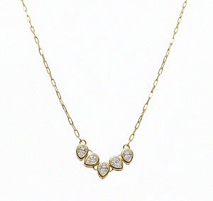 Colar com cinco gota de Zircônia cristal (BANHADO A OURO 18K)