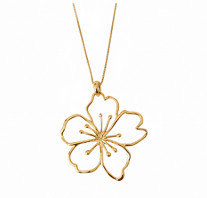 Corrente com pingente de flor vazada grande (BANHADO A OURO 18K)