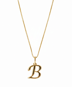 Corrente com pingente de letra "B" simples (BANHADO A OURO 18K)